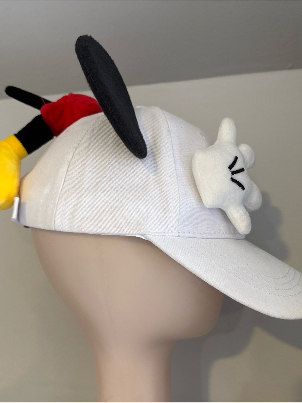 Disney White unisex Hat with Plush Mickey Ears and Glove Accent